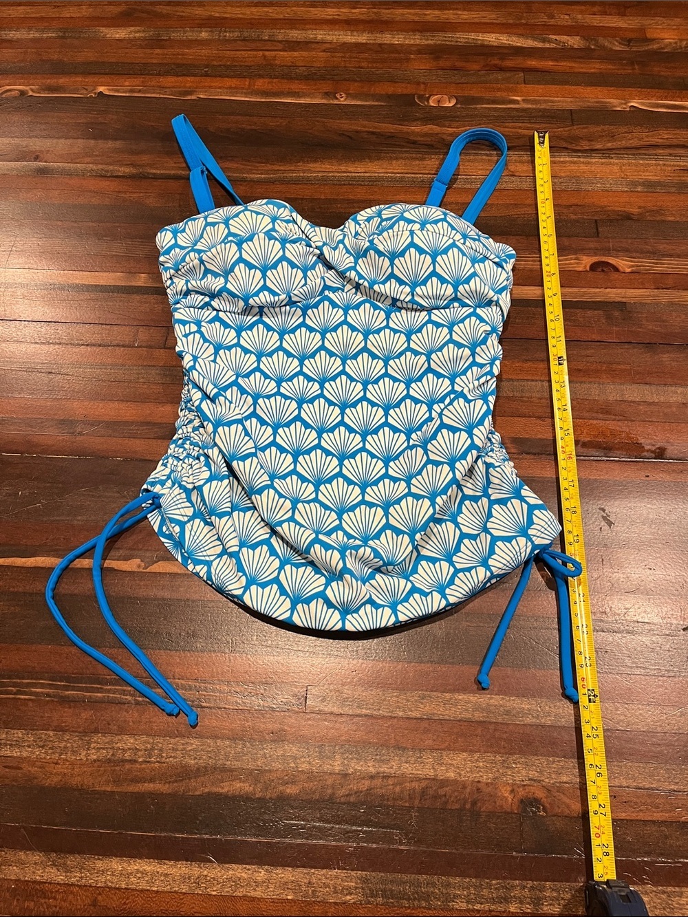 Boden Blue and White Shell-Print Tankini Top size 10